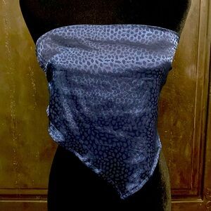 Shein Satin Navy Tie Backless Bandana Tube Cami Tank Top size Medium with bag